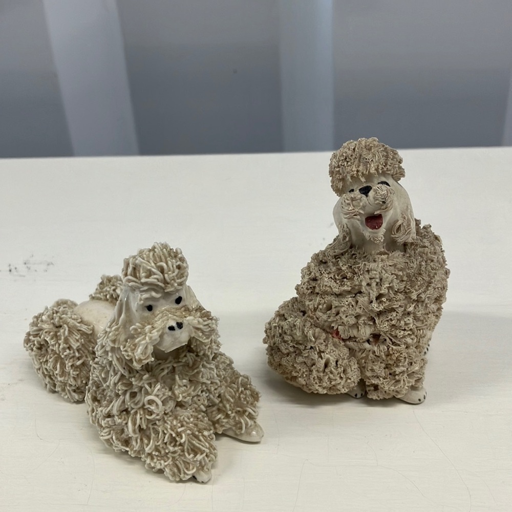 Set of 2 vintage ceramic poodles